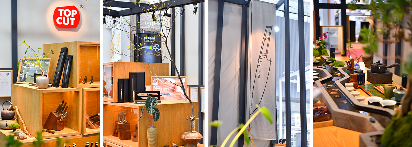 Live booth setup and status of Topcut's participation in the Canton Fair.