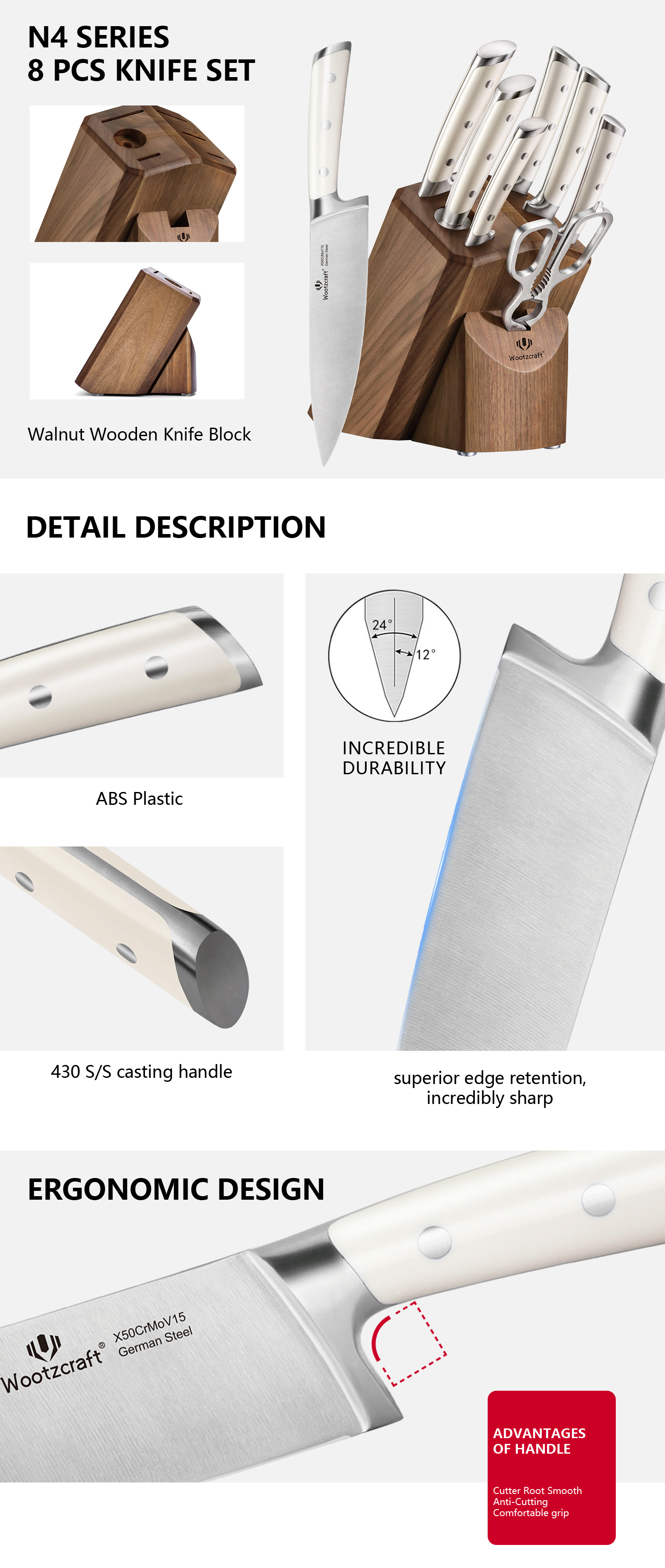 N4 Series 8-piece Kitchen Knife Set