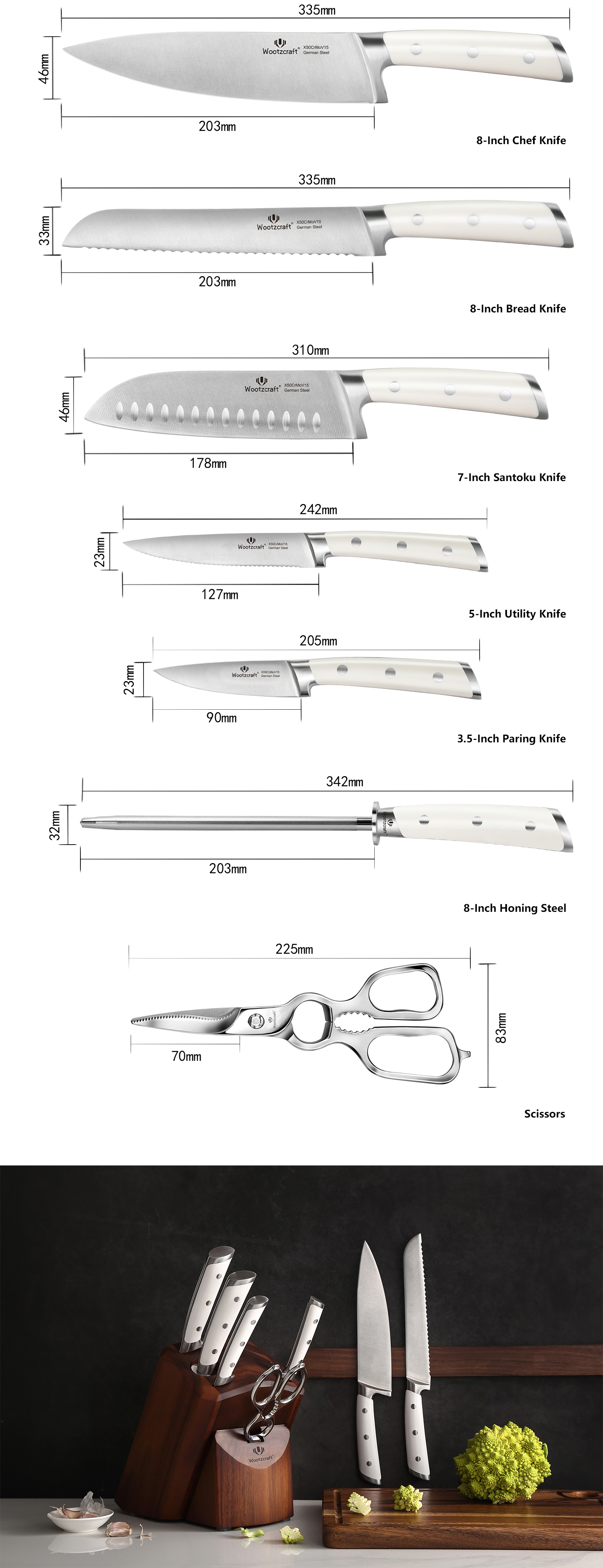 N4 Series 8-piece Kitchen Knife Set