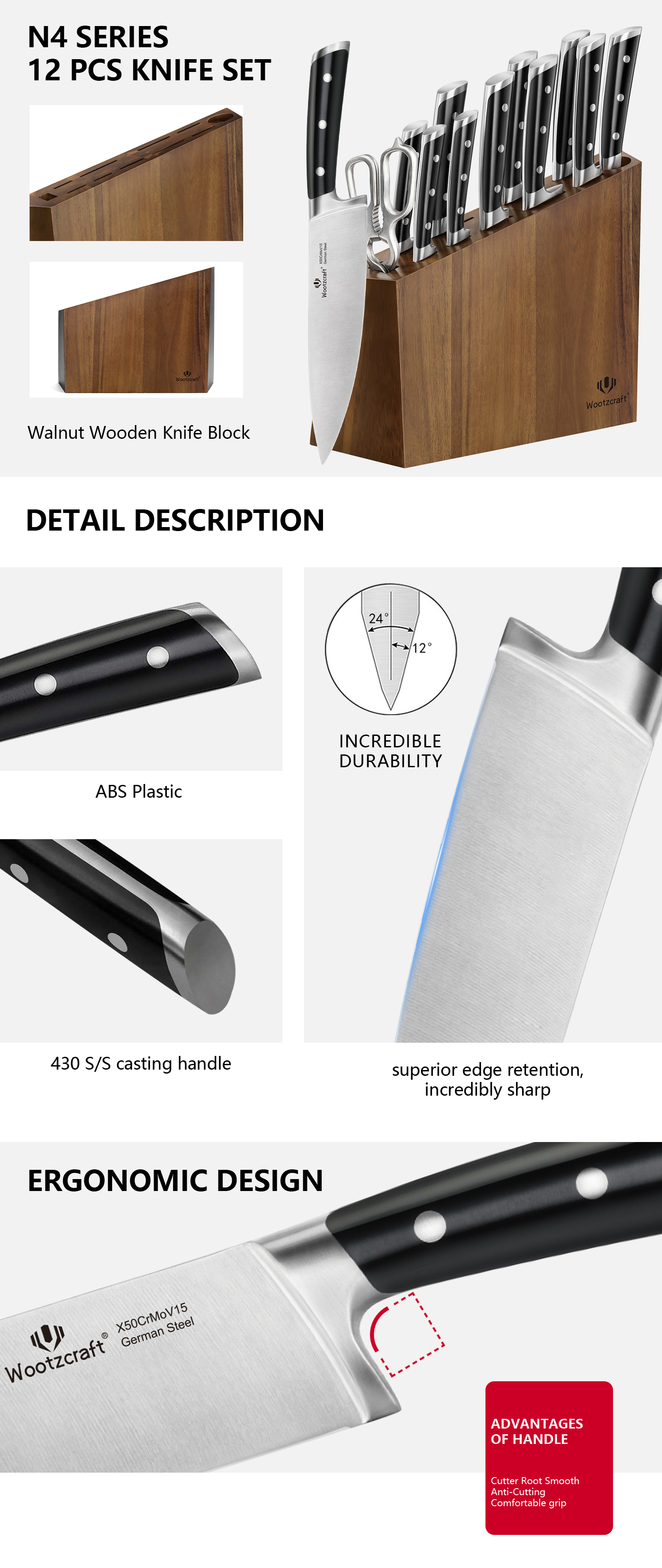 N4 Series 12-piece Kitchen Knife Set