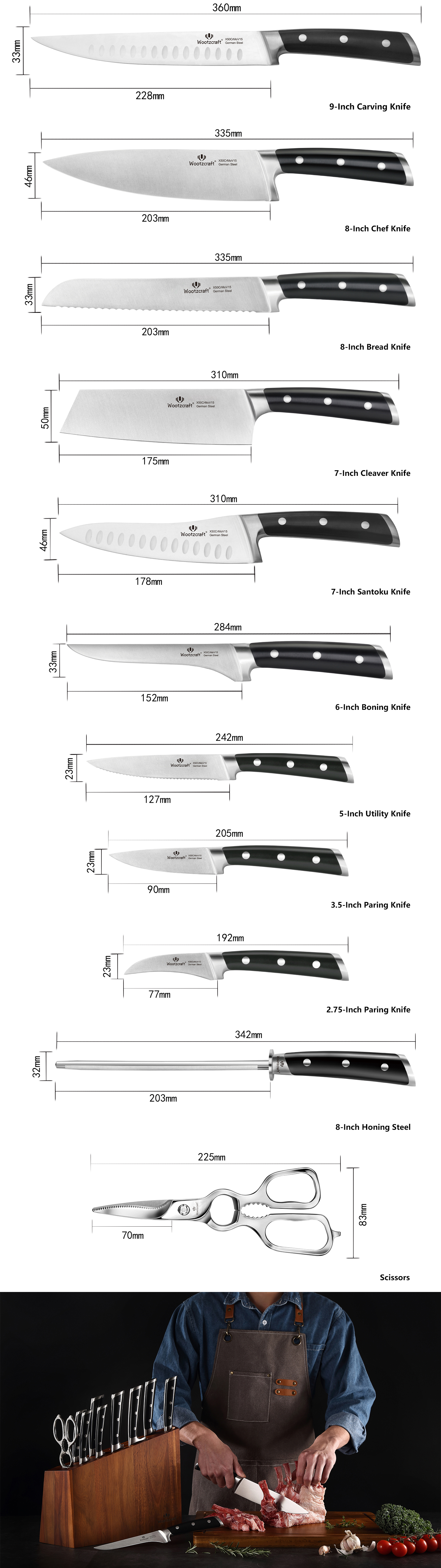N4 Series 12-piece Kitchen Knife Set