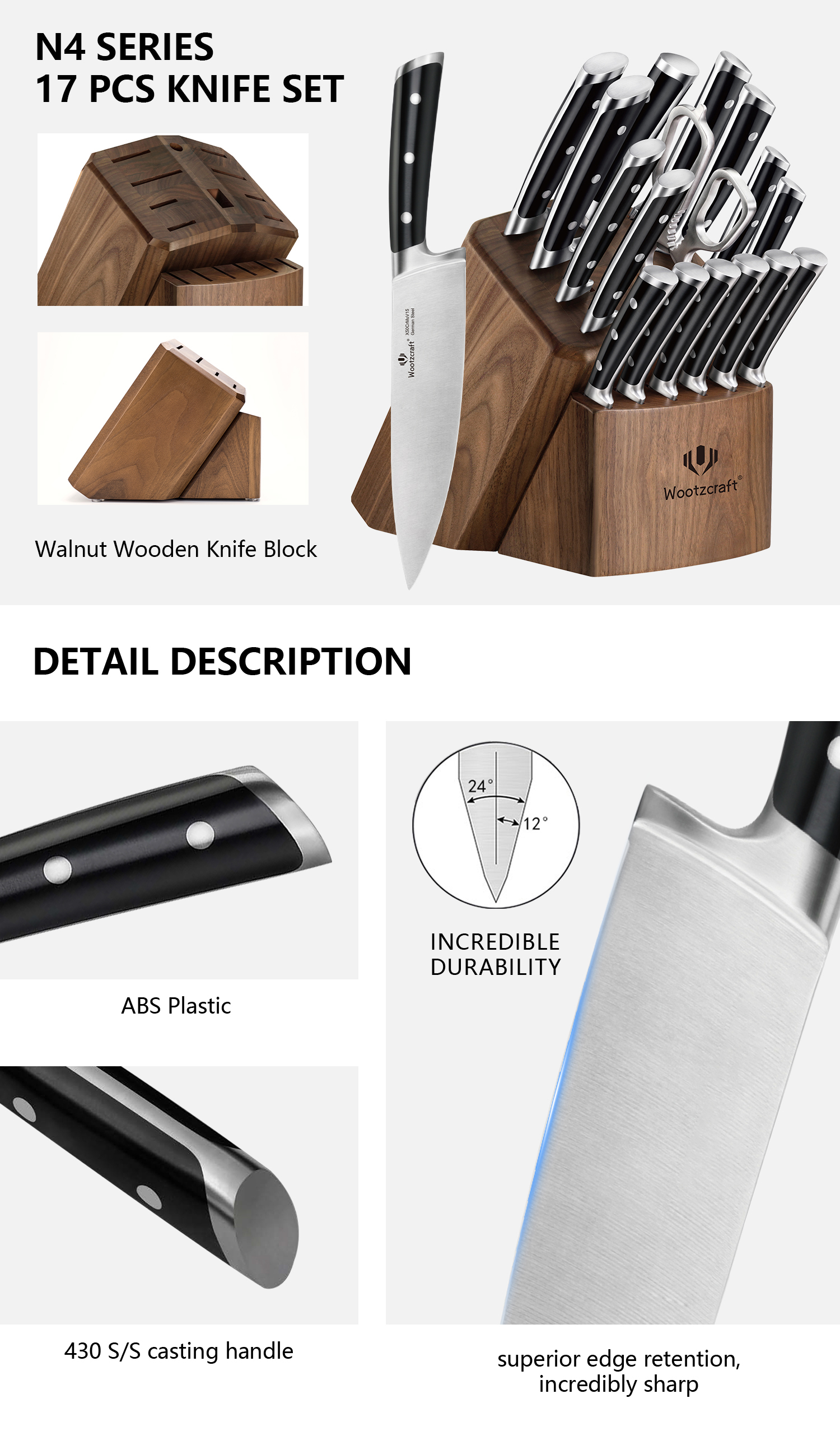 N4 Series 17-piece Kitchen Knife Set